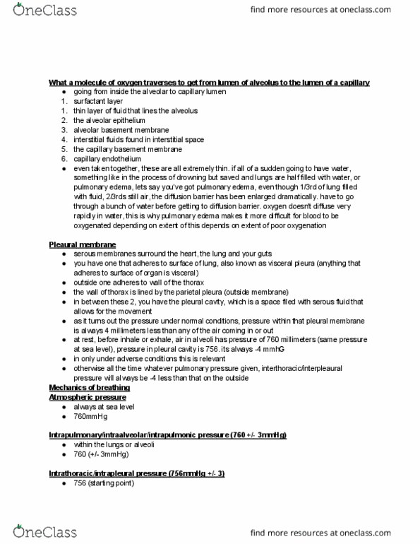 BIOL 208 Lecture Notes - Lecture 12: Pulmonary Pleurae, Serous Fluid, Atmospheric Pressure thumbnail