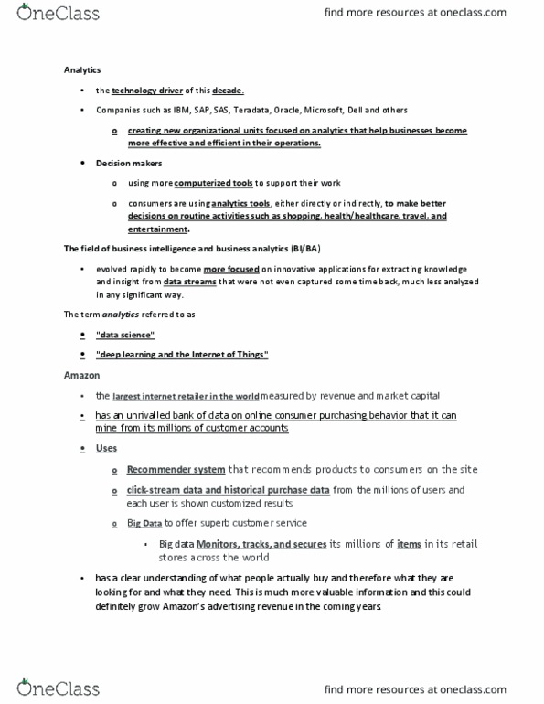 ISDS 2001 Lecture Notes - Lecture 1: Teradata, Recommender System, Deep Learning thumbnail