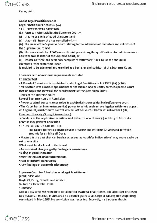 LAW 1501 Lecture Notes - Lecture 7: Academic Dishonesty, General Jurisdiction, Larceny thumbnail