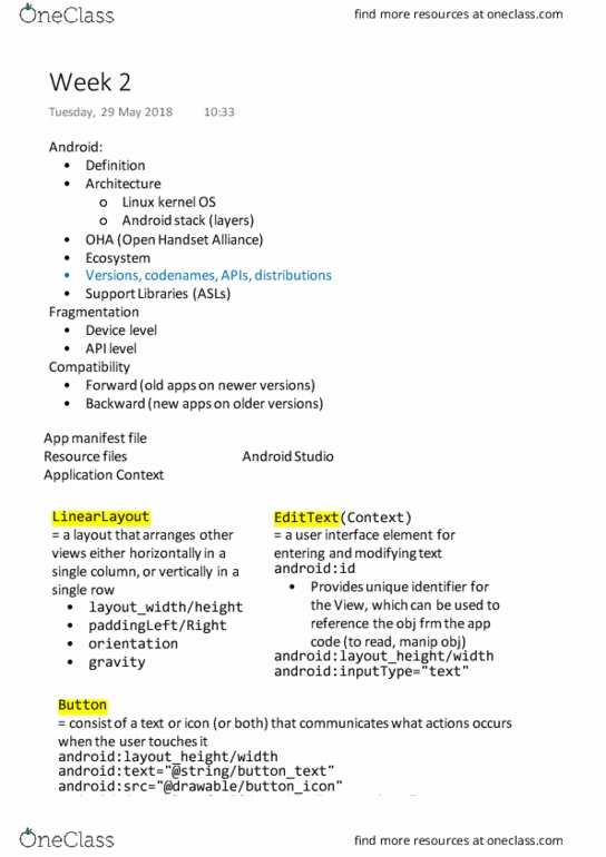 FIT2081 Lecture Notes - Lecture 2: Open Handset Alliance, Android Studio, Manifest File thumbnail