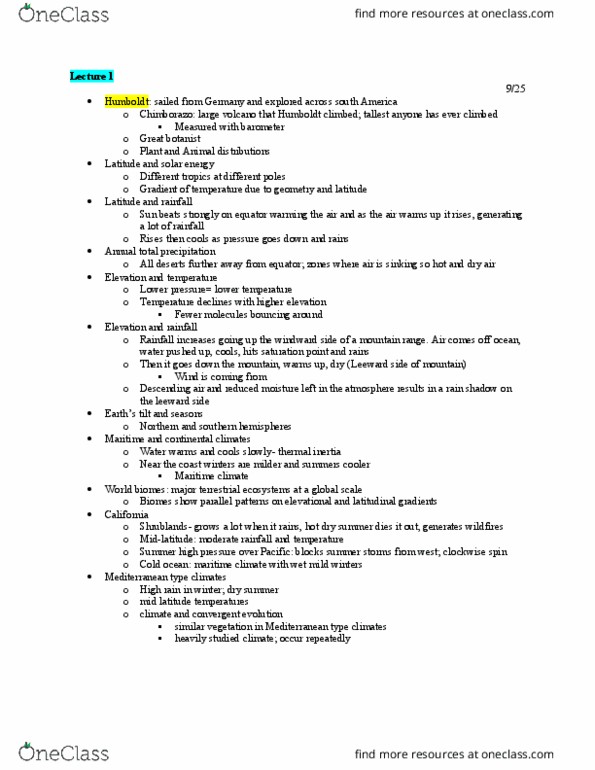 BIOLOGY 1B Lecture Notes - Lecture 1: Rain Shadow, Volumetric Heat Capacity, Botany thumbnail