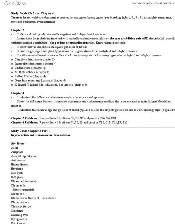 BIO 245 Lecture Notes - Lecture 1: Abo Blood Group System, Cleavage Furrow, Punnett Square thumbnail