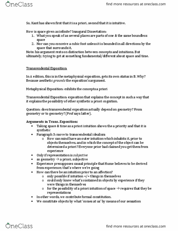 PHIL 460 Lecture Notes - Lecture 17: Transcendental Idealism, Cubic Foot thumbnail