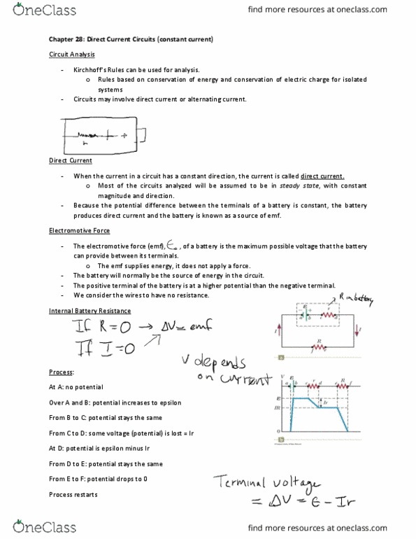 PHYS 012A Lecture Notes - Lecture 16: Direct Current, Electromotive Force, The Terminal thumbnail