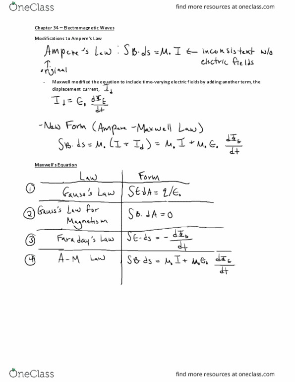 PHYS 012A Lecture Notes - Lecture 25: Electromagnetic Radiation, Magnetic Monopole, Displacement Current thumbnail