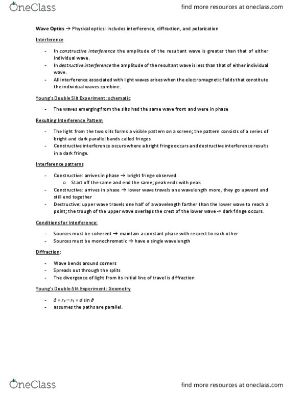 PHYS 012A Lecture Notes - Lecture 28: The Joshua Files, Physical Optics, Optical Path Length thumbnail