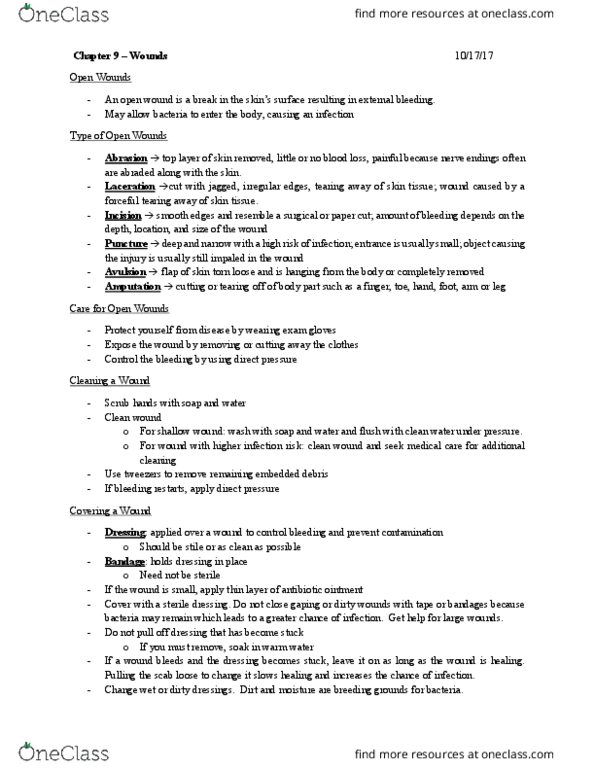 HPR 010 Lecture Notes - Lecture 13: Isopropyl Alcohol, Surgical Tape, Punched Tape thumbnail