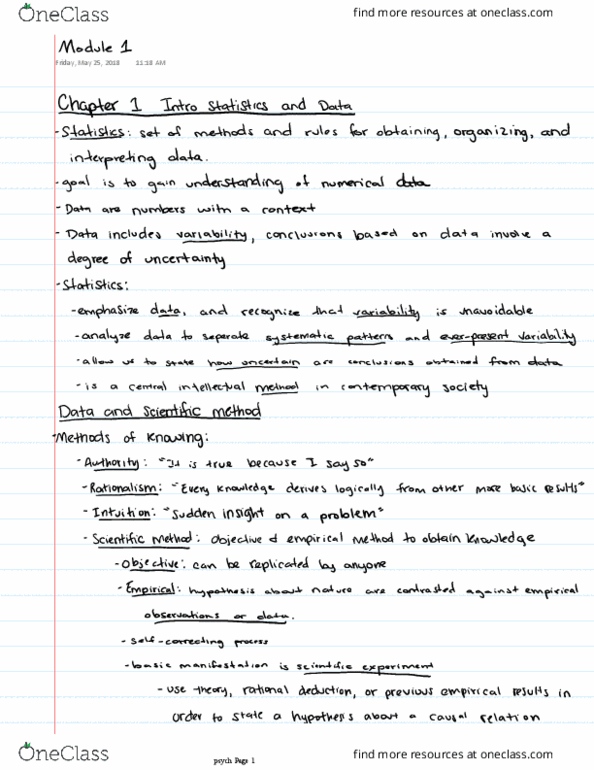 PSYC 2133 Lecture 1: Module 1 intro to stat, summation notation and measurement thumbnail