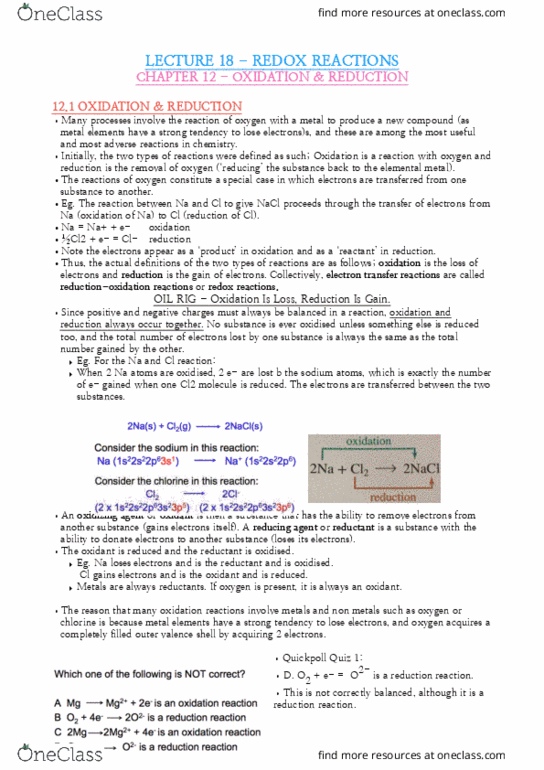 CHEM10007 Lecture Notes - Lecture 18: Oxidation State, No Substance, Sodium Chloride thumbnail