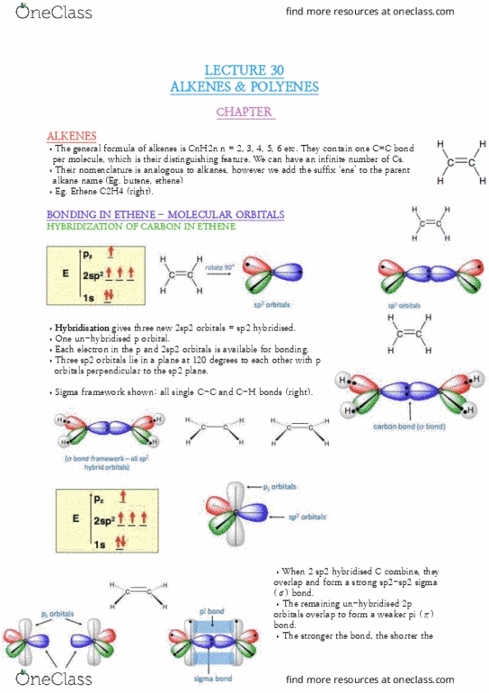 CHEM10007 Lecture Notes - Lecture 30: Ethylene, Butene, Pentene thumbnail