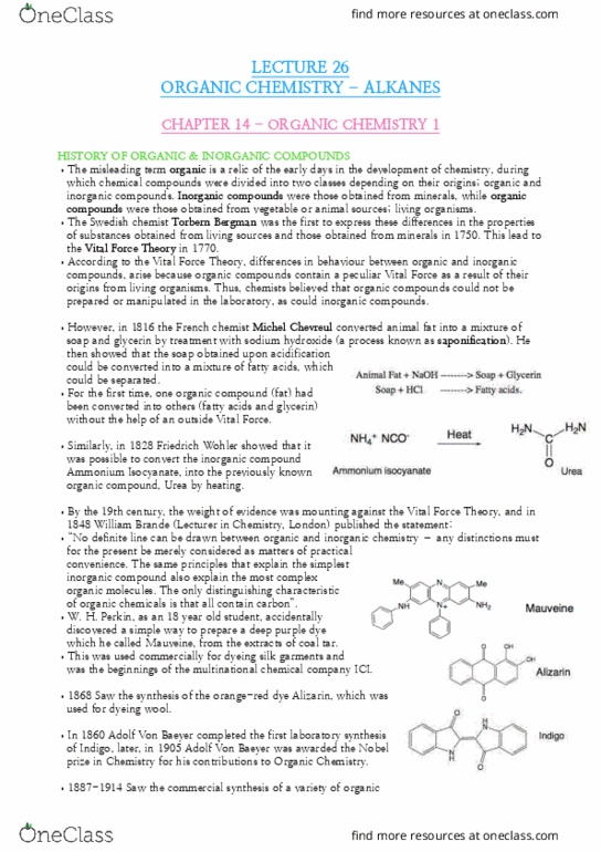 CHEM10007 Lecture Notes - Lecture 26: Adolf Von Baeyer, Inorganic Chemistry, Coal Tar thumbnail