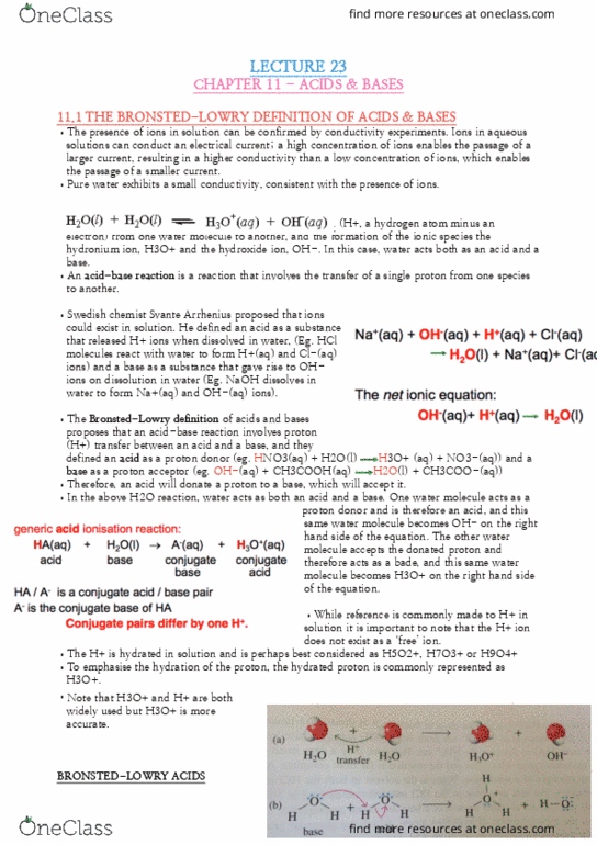 CHEM10007 Lecture Notes - Lecture 23: Svante Arrhenius, Nitric Acid, Sodium Hydroxide thumbnail