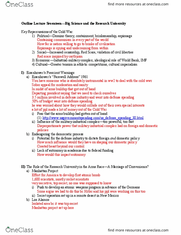 MMW 15 Lecture Notes - Lecture 17: Manhattan Project, Red Scare, Brinkmanship thumbnail