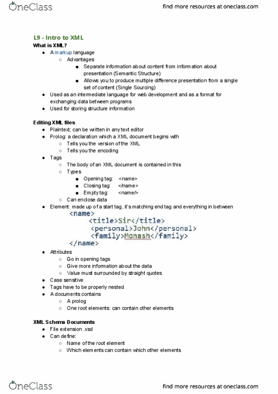FIT2043 Lecture Notes - Lecture 9: Intermediate Representation, Xml, Text Editor thumbnail