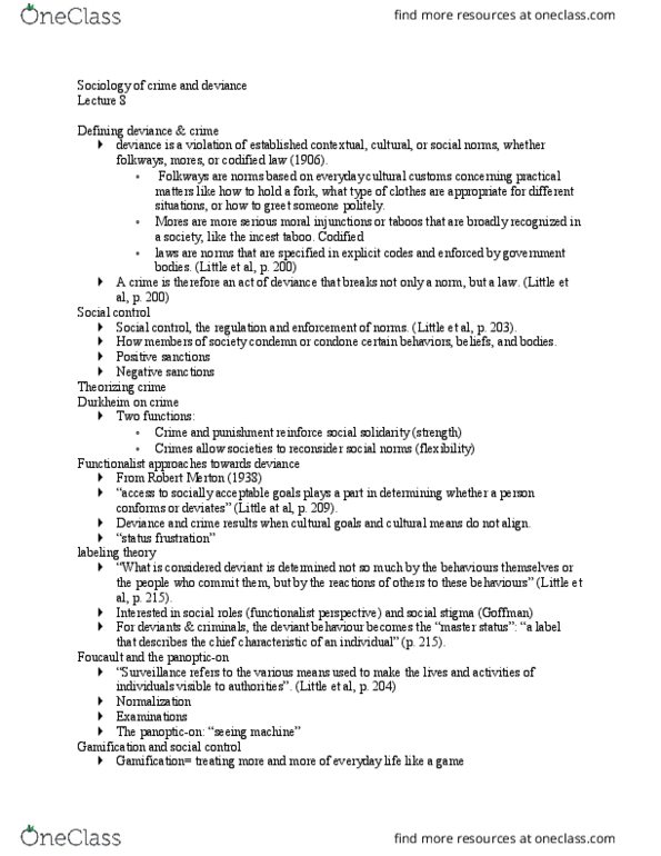 SOCI 1002 Lecture Notes - Lecture 8: Incest Taboo, Gamification, Panopticon thumbnail