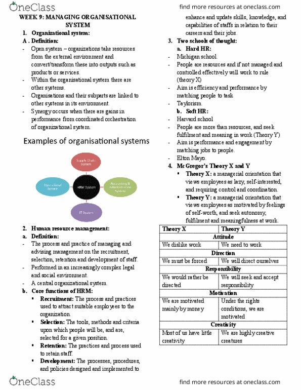 MGMT 110 Lecture Notes - Lecture 9: Elton Mayo, Theory X And Theory Y, Human Resource Management thumbnail