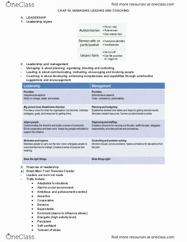 MGMT 110 Lecture Notes - Lecture 10: Situational Leadership Theory, Organizational Culture, Charismatic Authority thumbnail