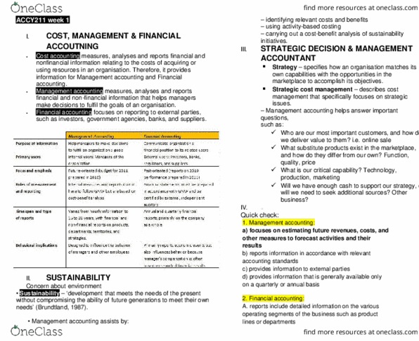 ACCY211 Lecture Notes - Lecture 1: Management Accounting, Financial Accounting, Cost Accounting thumbnail