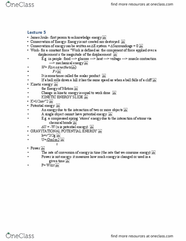 PHYS1001 Lecture Notes - Lecture 5: James Prescott Joule, Kinetic Energy thumbnail