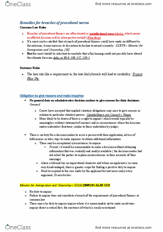 LAWS2201 Lecture Notes - Lecture 10: Jurisdictional Error thumbnail