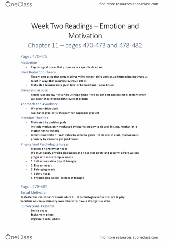 PSYC104 Chapter Notes - Chapter 11: Motivation, Libido, Twin Study thumbnail