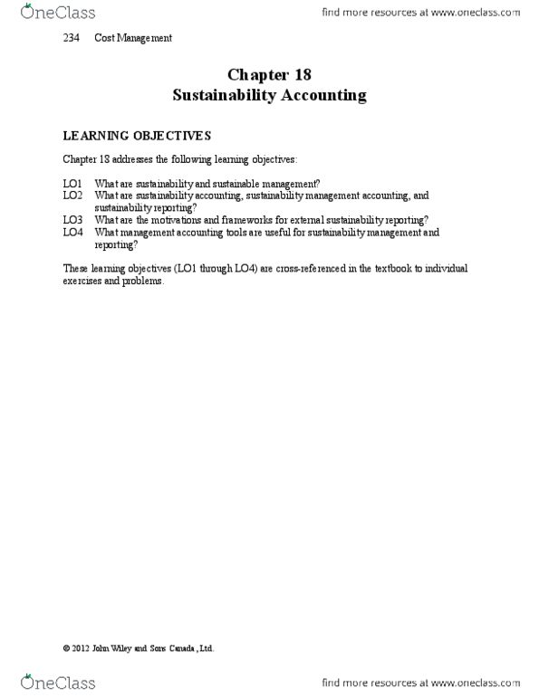 CRM 200 Chapter Notes -Sustainability Accounting, Sustainability Reporting, Balanced Scorecard thumbnail