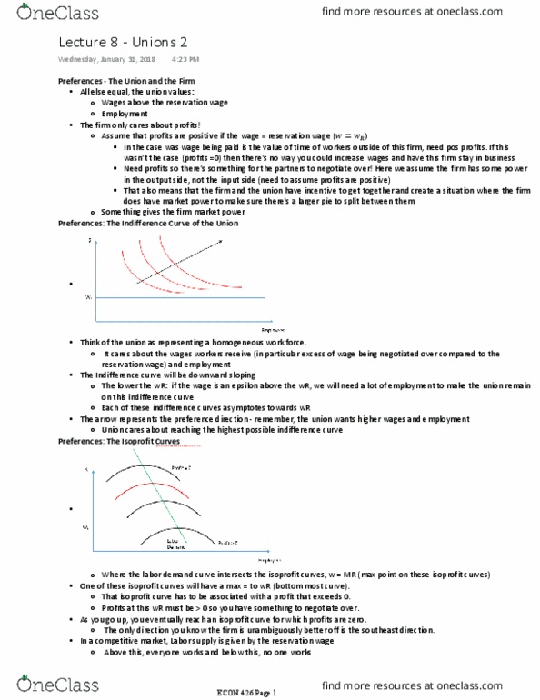 ECON 426 Lecture Notes - Lecture 8: Reservation Wage, Indifference Curve, Market Power thumbnail
