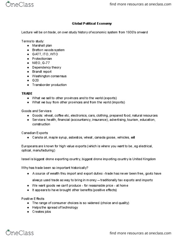 PO102 Lecture Notes - Lecture 3: Bretton Woods System, Maple Syrup, International Political Economy thumbnail