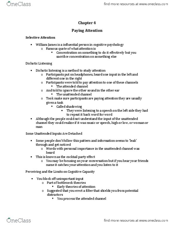 PSYC 2650 Chapter Notes - Chapter 4: Inattentional Blindness, Cognitive Psychology, Change Blindness thumbnail