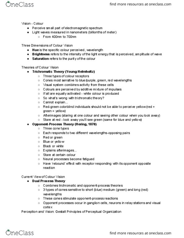 PS102 Lecture Notes - Lecture 5: Trichromacy, Electromagnetic Spectrum, Additive Color thumbnail