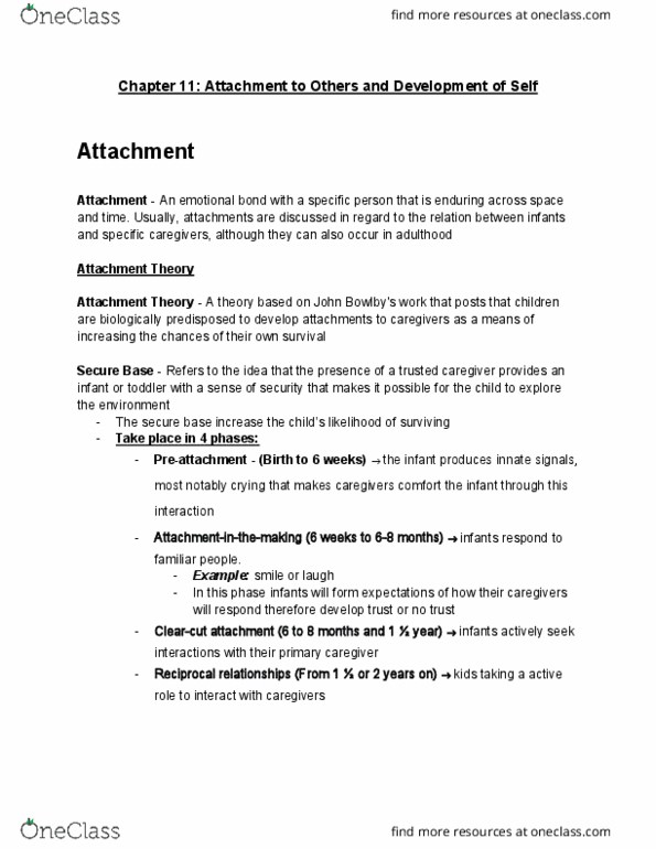 PSY 302 Lecture Notes - Lecture 11: Attachment Theory, Sleep Disorder, Social Change thumbnail