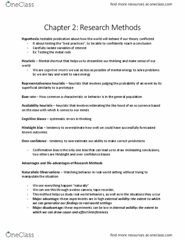 PSY 102 Lecture Notes - Lecture 2: Availability Heuristic, Representativeness Heuristic, Confirmation Bias thumbnail