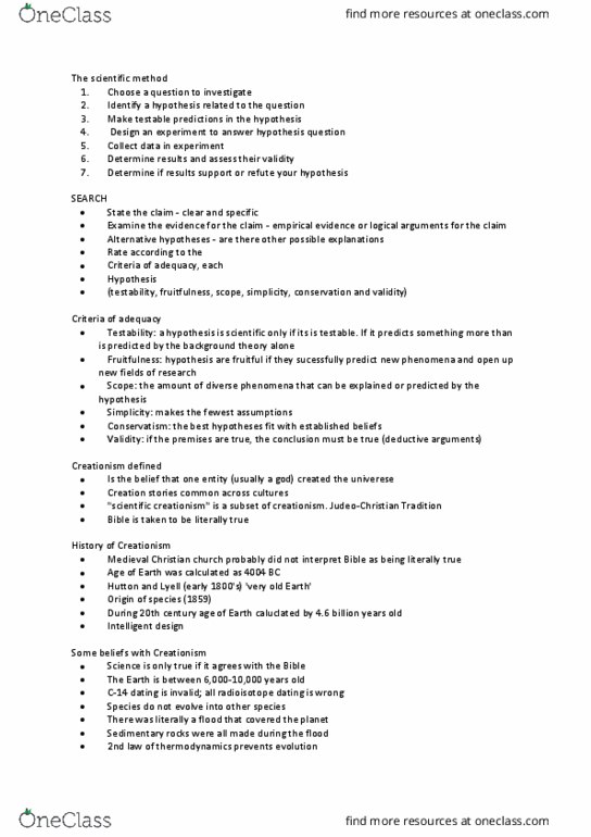 PY1103 Lecture Notes - Lecture 10: Radiocarbon Dating, Creation Science, Intelligent Design thumbnail