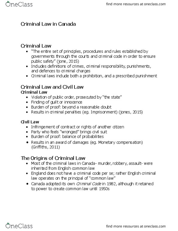 CRIM 101 Lecture Notes - Lecture 2: English Criminal Law, Mens Rea, Ontario Provincial Police thumbnail