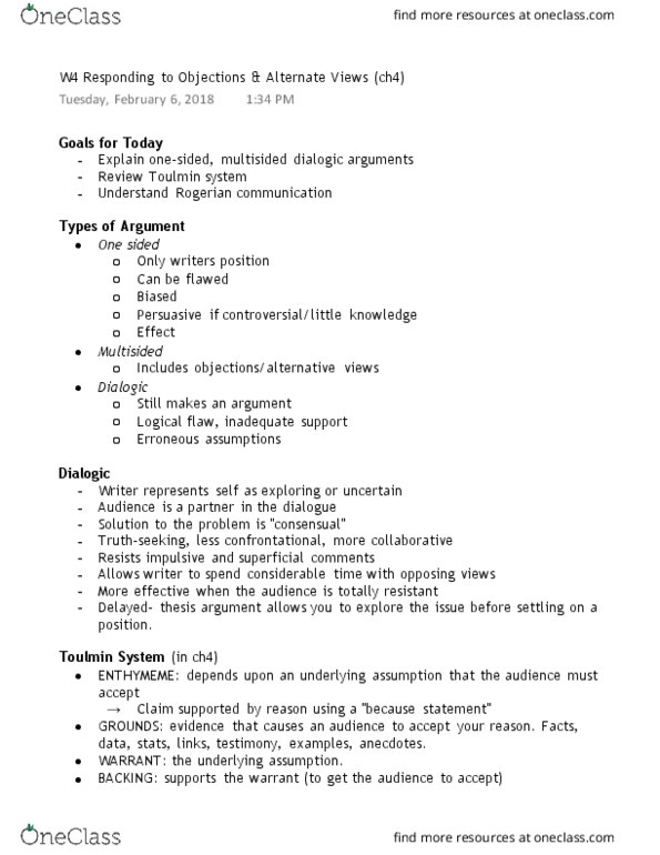 AHSS 1210 Lecture 4: Responding to Objections & Alternate Views (ch4) thumbnail