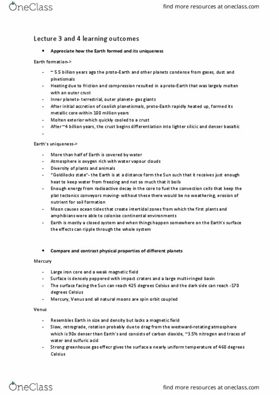 GEOS1211 Lecture Notes - Lecture 3: Continental Crust, Oceanic Crust, Pedogenesis thumbnail