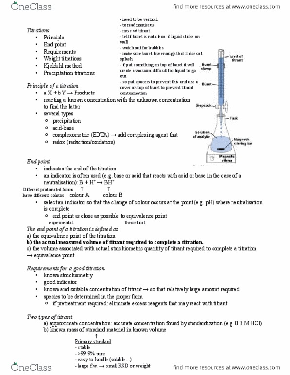 ENCH 213 Lecture Notes - Titration Curve, Titration, Equivalence Point thumbnail