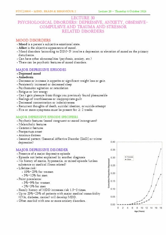 PSYC10004 Lecture 30: Lecture 30 - Psychological Disorders 1 (OCD,Depression,Trauma,Anxiety,Stress) thumbnail