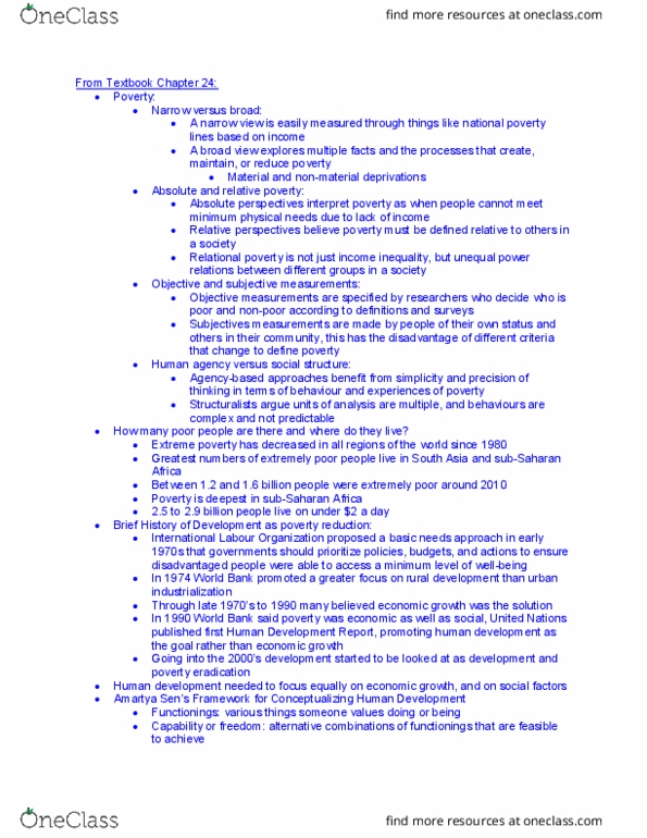 IDST 1001H Chapter Notes - Chapter 24: International Labour Organization, Sub-Saharan Africa, Extreme Poverty thumbnail