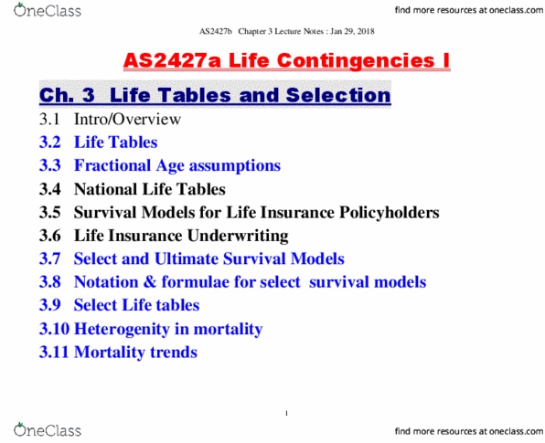 Actuarial Science 2427A/B Lecture Notes - Lecture 13: Rolladen-Schneider Ls1, Linear Interpolation, Perinatal Mortality thumbnail