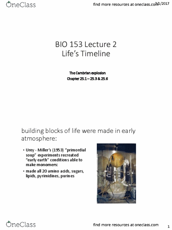 BIO153H5 Lecture Notes - Lecture 2: Paleozoic, Mesozoic, Heterochrony thumbnail