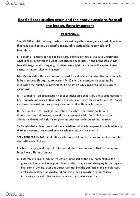 MGC1010 Chapter Notes -Scenario Planning, Strategic Management, Continual Improvement Process thumbnail