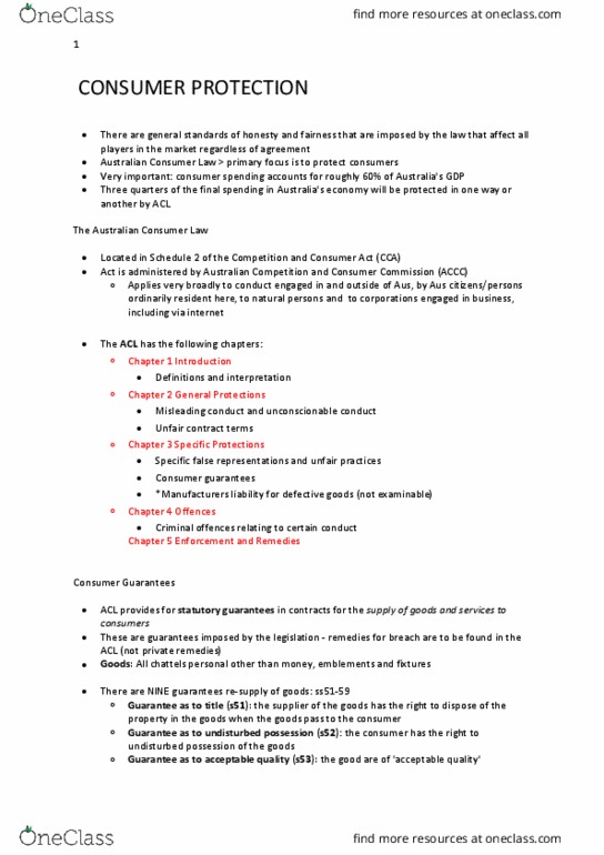 BTC1110 Lecture Notes - Lecture 7: Australian Consumer Law, Vacuum Cleaner, Bmw M54 thumbnail