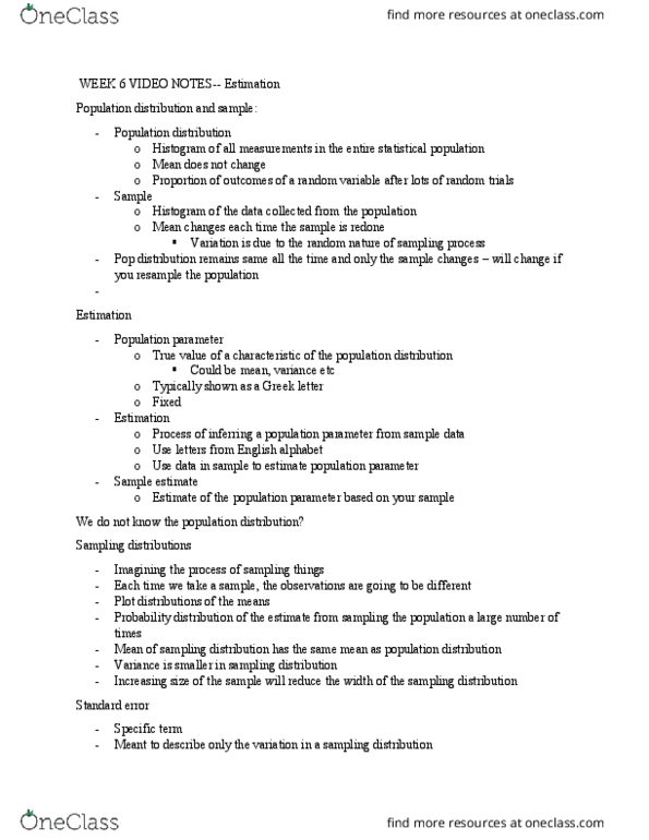 PSYC 202 Chapter Notes - Chapter 6: Statistical Population, Statistical Parameter, English Alphabet thumbnail