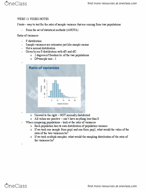 PSYC 202 Chapter Notes - Chapter 11: Variance, F-Distribution, Null Hypothesis thumbnail