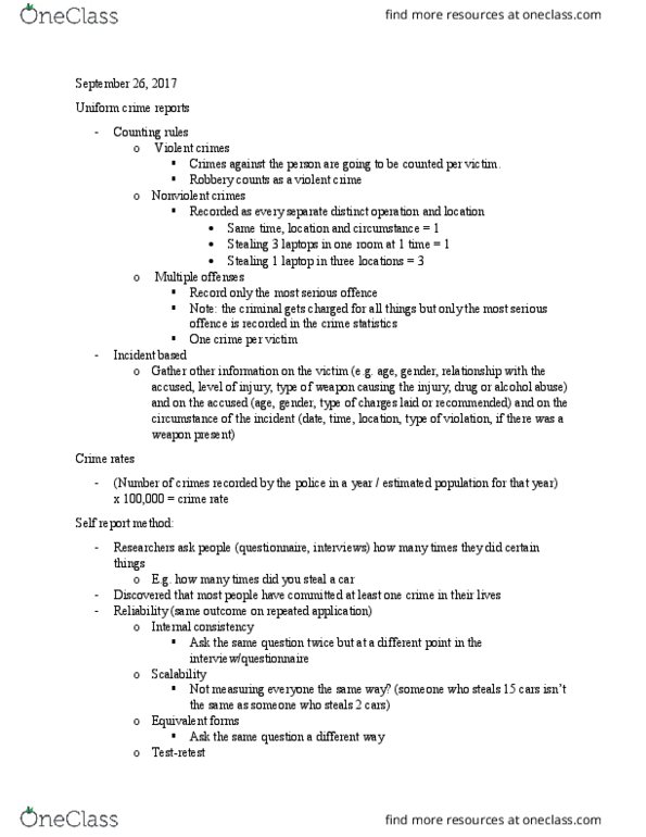 SOCY 275 Lecture Notes - Lecture 3: Uniform Crime Reports, Scalability, Internal Consistency thumbnail