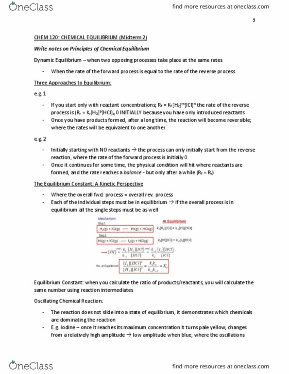 CHEM 120 Lecture Notes - Lecture 8: Equilibrium Constant, Iodine, Partial Pressure thumbnail