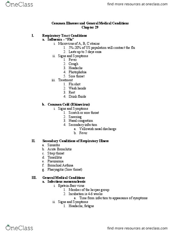 ATH 1061 Lecture Notes - Lecture 29: Streptococcal Pharyngitis, Infectious Mononucleosis, Asthma thumbnail