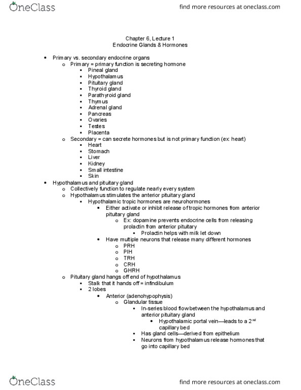 APK 2105C Lecture Notes - Lecture 45: Thyrotropin-Releasing Hormone, Anterior Pituitary, Parathyroid Gland thumbnail