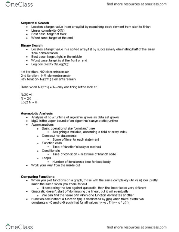 CSE 331 Lecture Notes - Lecture 11: Asymptotic Analysis, Binary Logarithm, Cartesian Coordinate System thumbnail